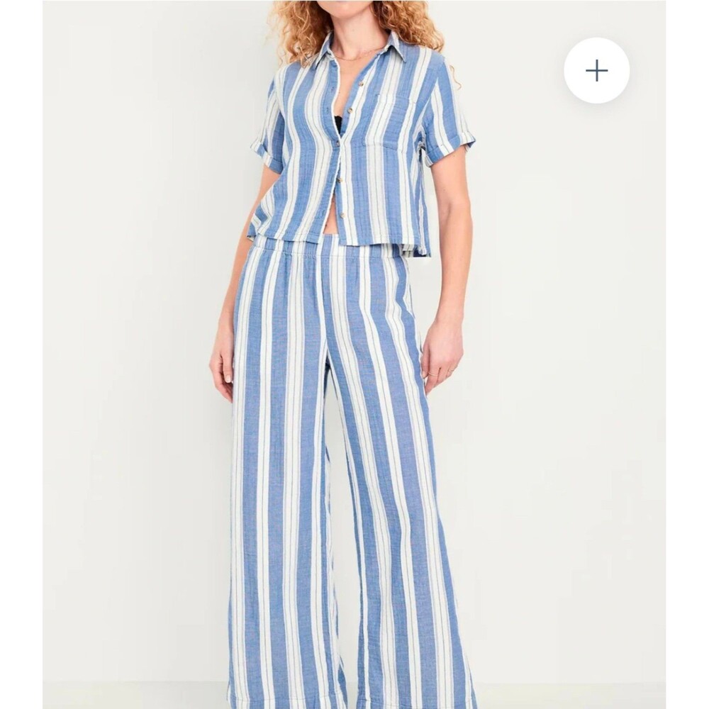 Old Navy Blue and Cream
Striped Button-Up Lounge Set